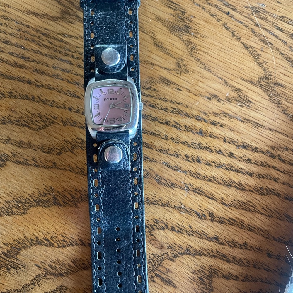 Fossil Black Leather Wearable Watch